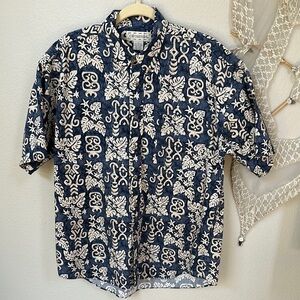 Blue and tan short sleeve Hawaiian shirt SZ L